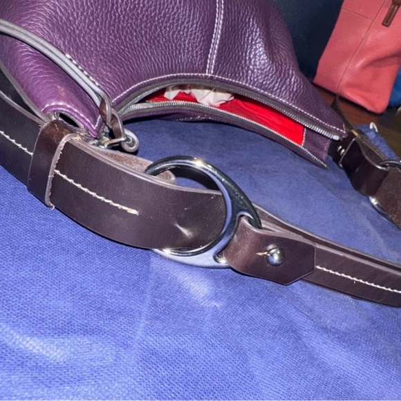 Dooney & Bourke Plum Pebbled Leather Shoulder Bag - Picture 5 of 9